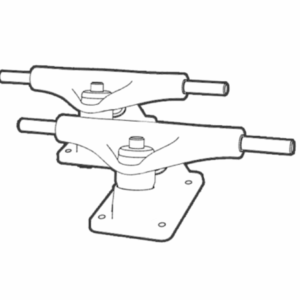 illustrated outline of two skateboard trucks